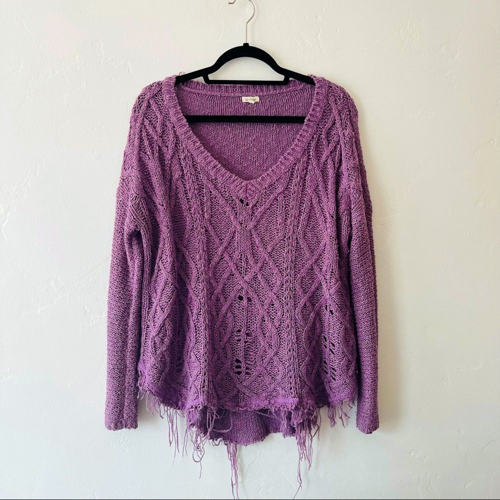 🎉HP🎉 Relaxed oversized crocheted sweater Purple